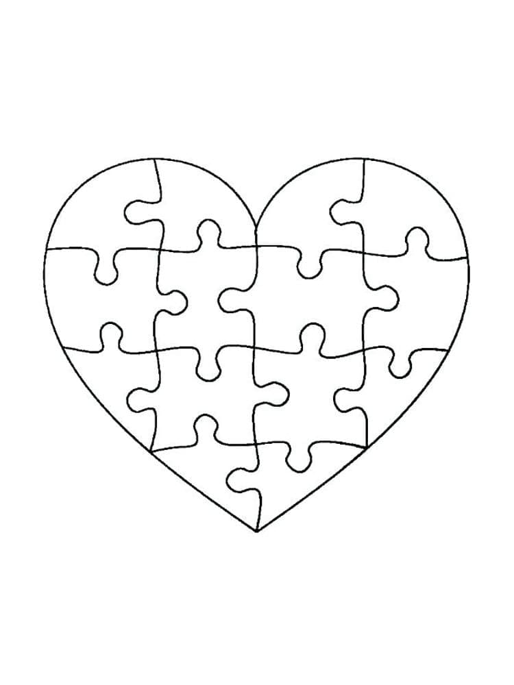 A heart jigsaw puzzle coloring page