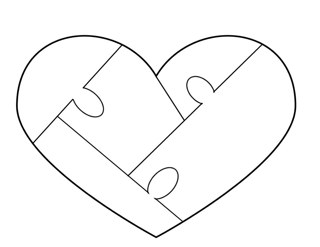 Heart puzzle template