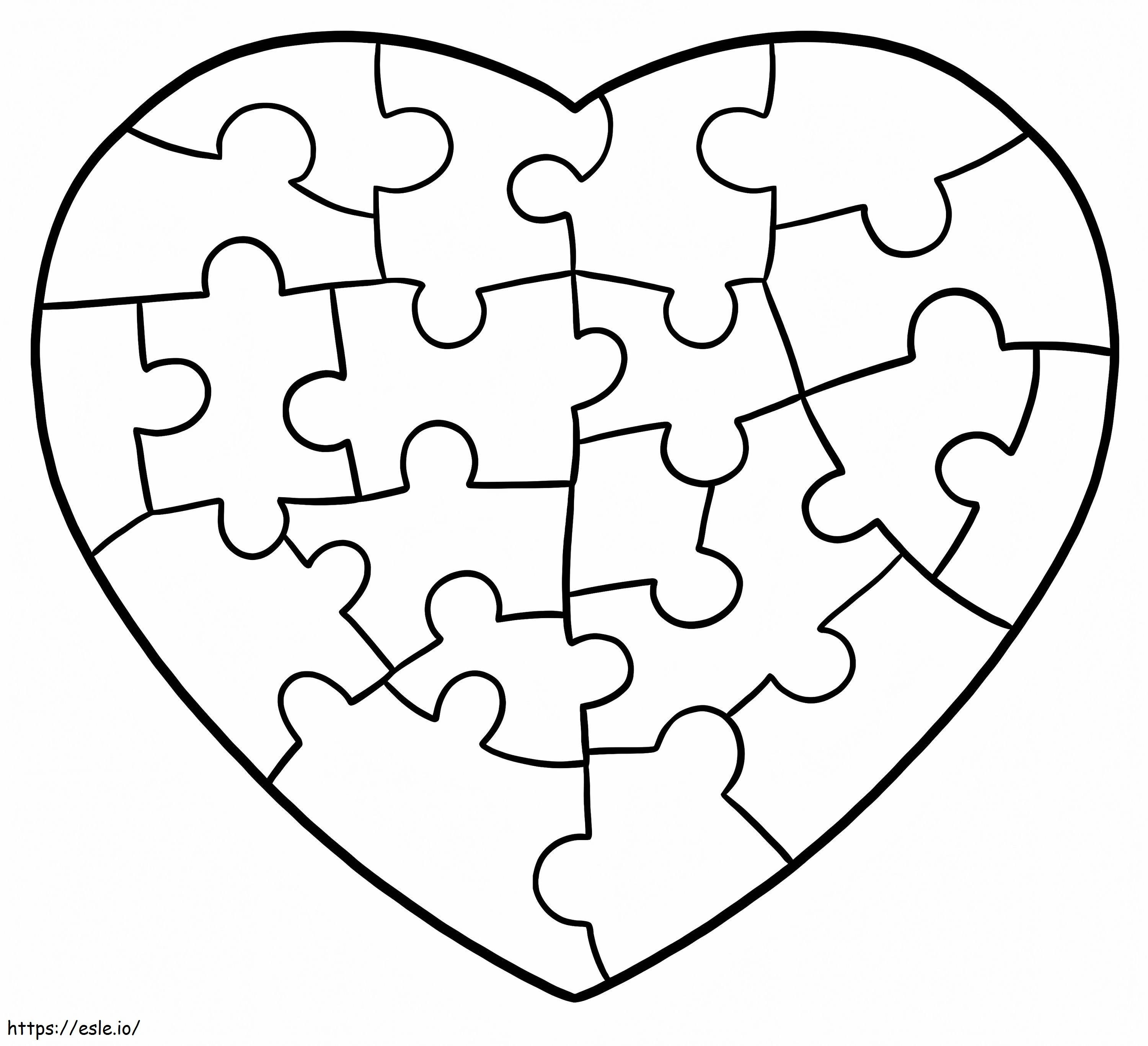 Jigsaw puzzle heart coloring page