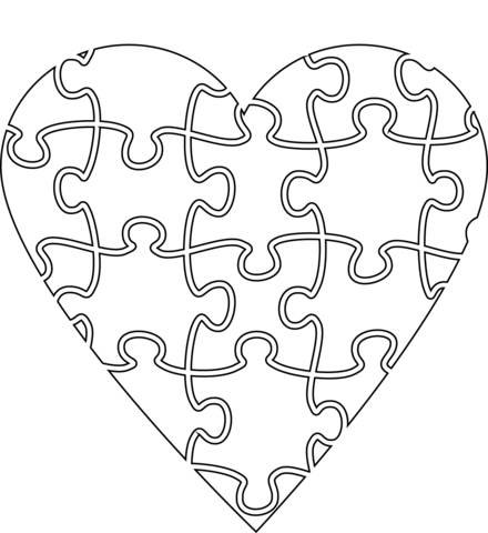 Heart jigsaw coloring page free printable coloring pages