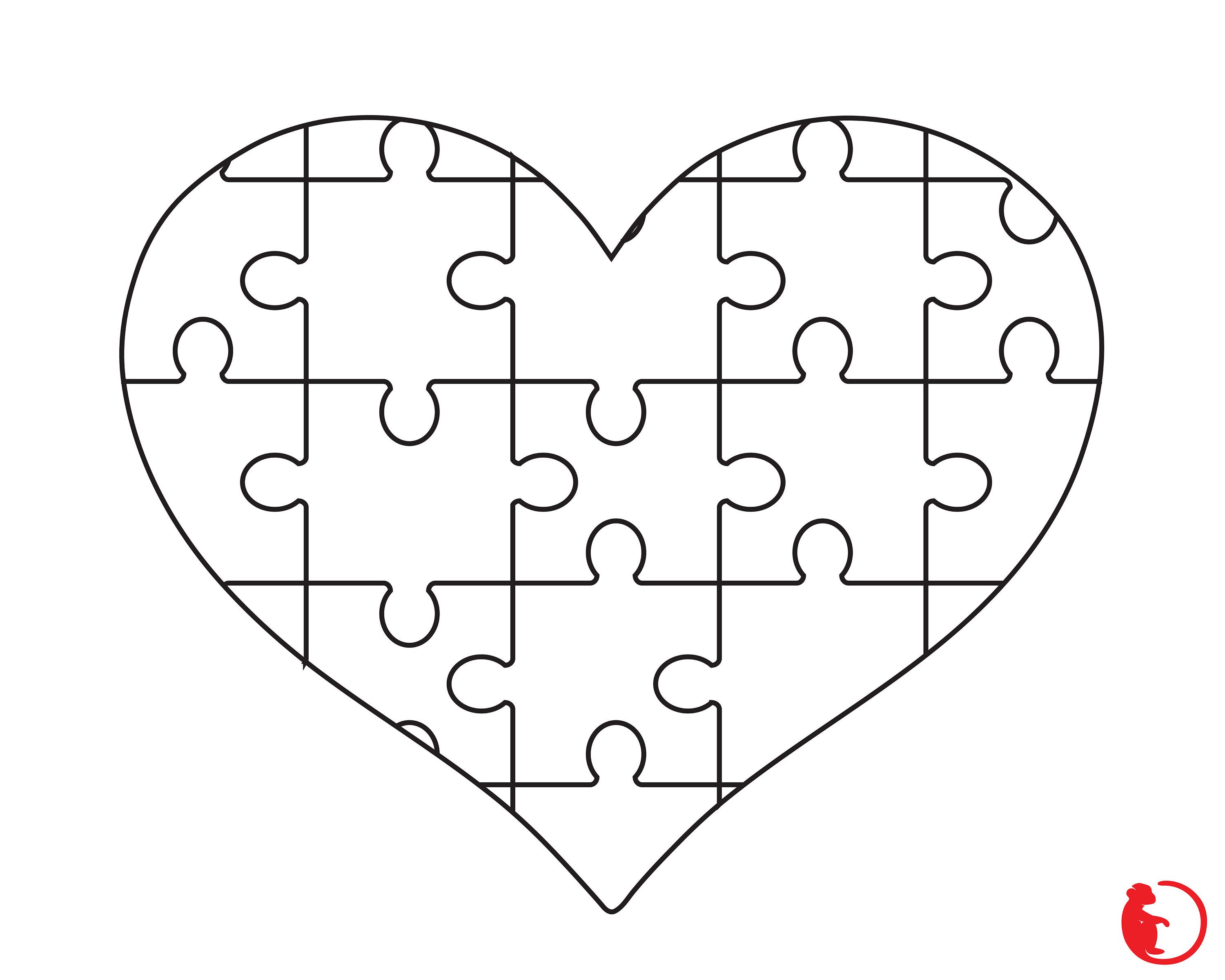 Free printable heart puzzle template