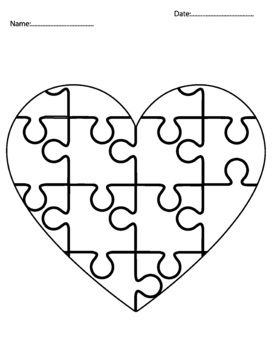 Heart jigsaw puzzle template cut and paste made by teachers