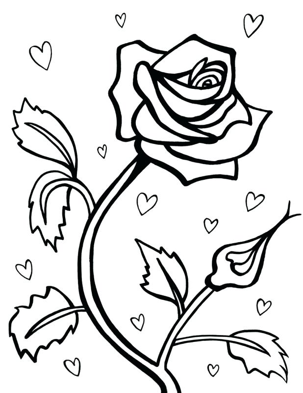 Roses and hearts coloring pages