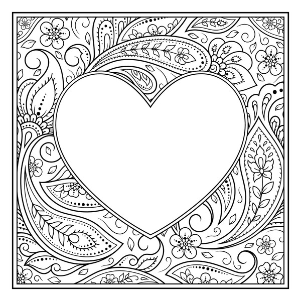 Thousand coloring page heart frame royalty