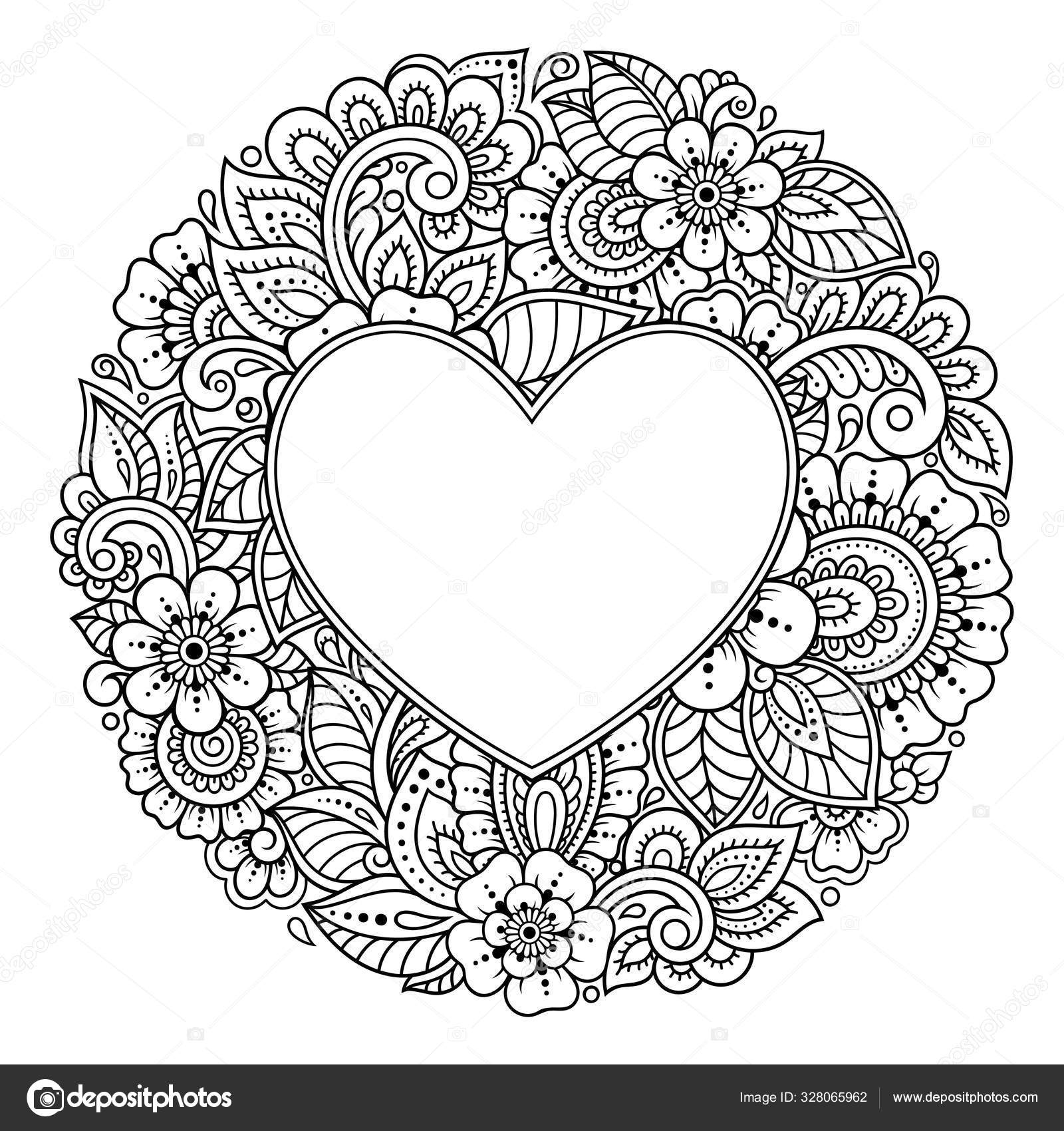 Circular pattern form mandala frame shape heart decorative ornament ethnic stock vector by rugameteragmail