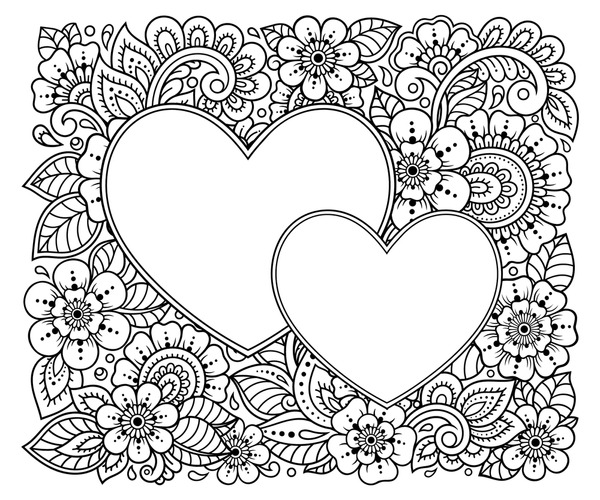 Thousand coloring page heart royalty