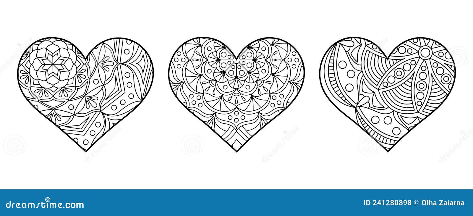 Vector heart shape coloring page line art geometric and floral ornaments in the heart stock vector