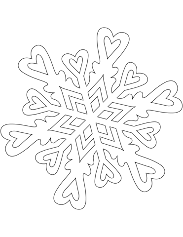 Snowflake pattern with hearts coloring page free printable coloring pages