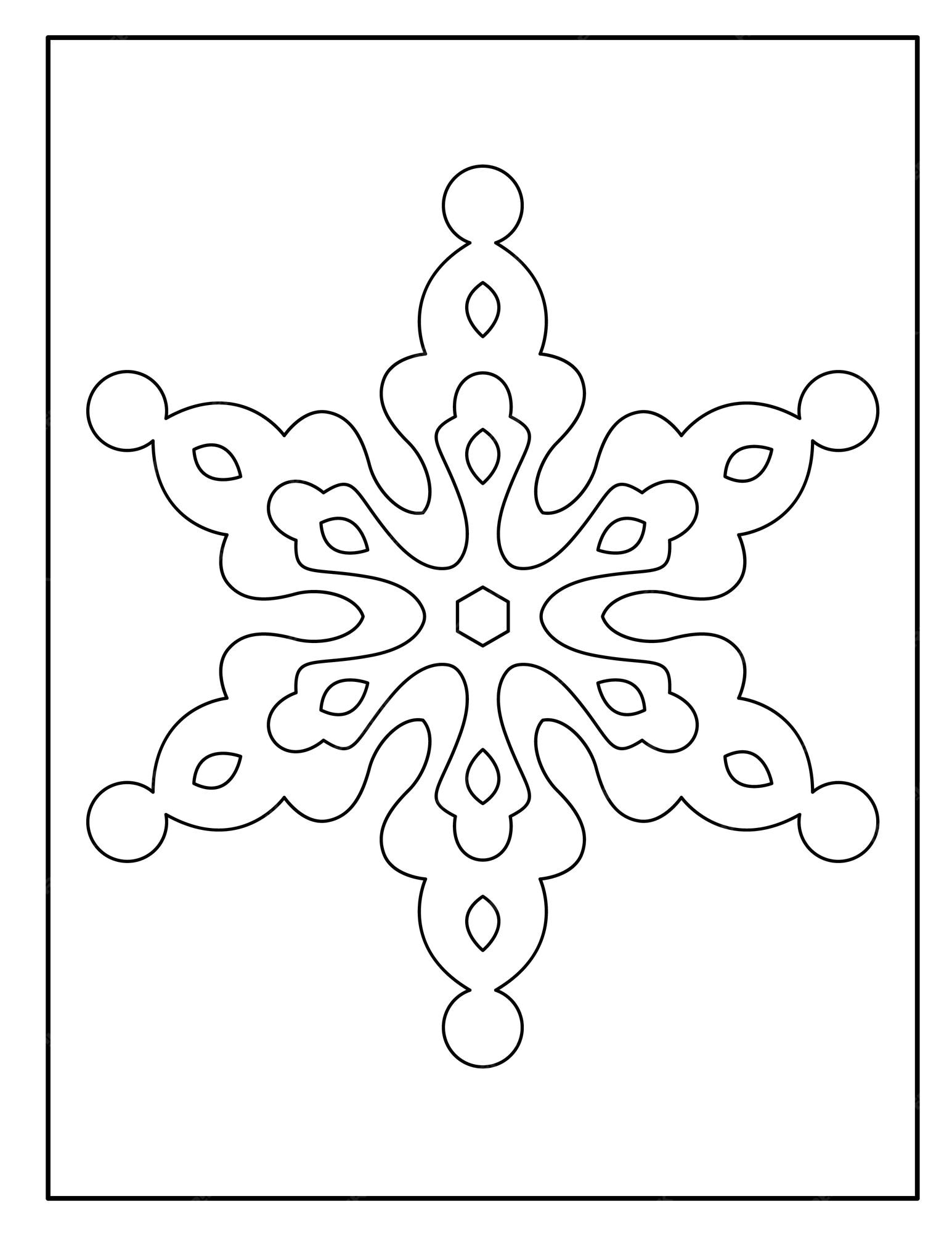 Premium vector beautiful snowflake coloring pages for kids