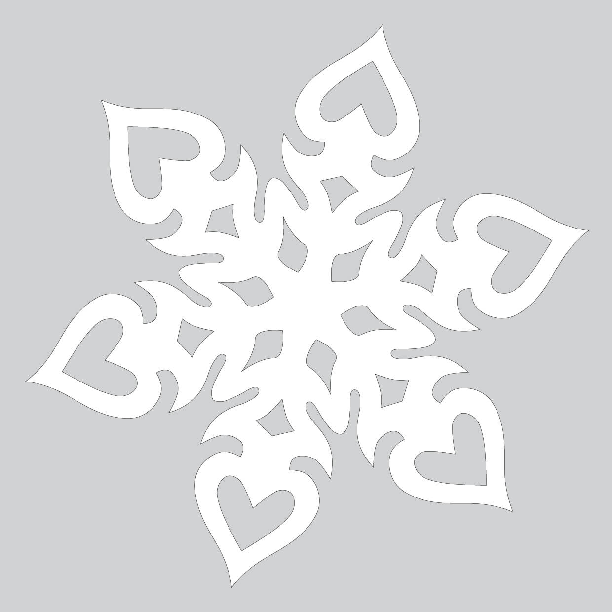 Heart shaped paper snowflake pattern to cut out free printable papercraft templates