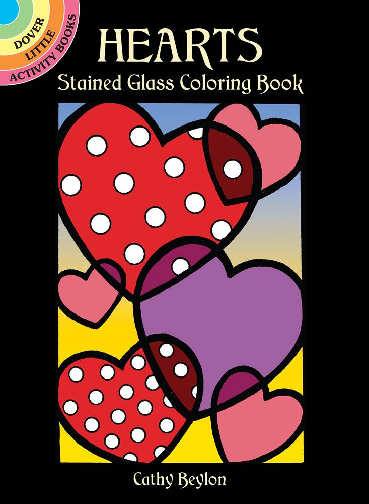 Hearts stained glass coloring book