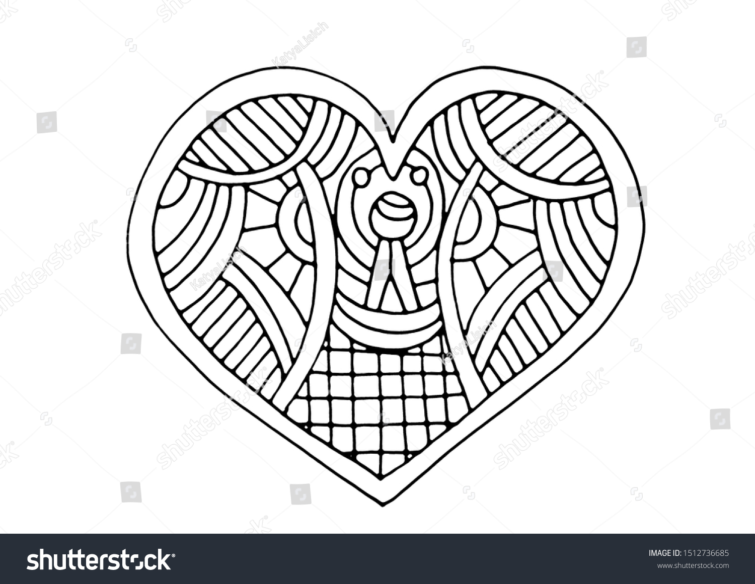 Heart stained glass patterns coloring page stock illustration