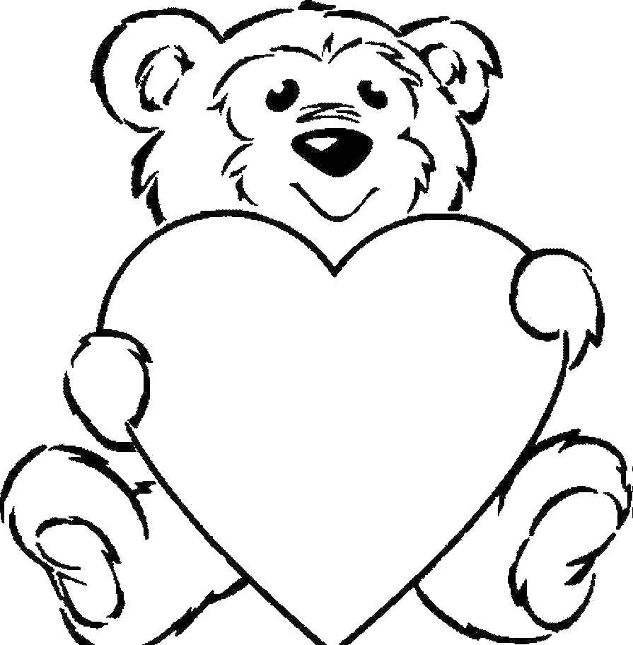 Online coloring pages bear coloring bear with heart toys