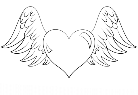 Heart with wings coloring page free printable coloring pages heart coloring pages love coloring pages wings drawing