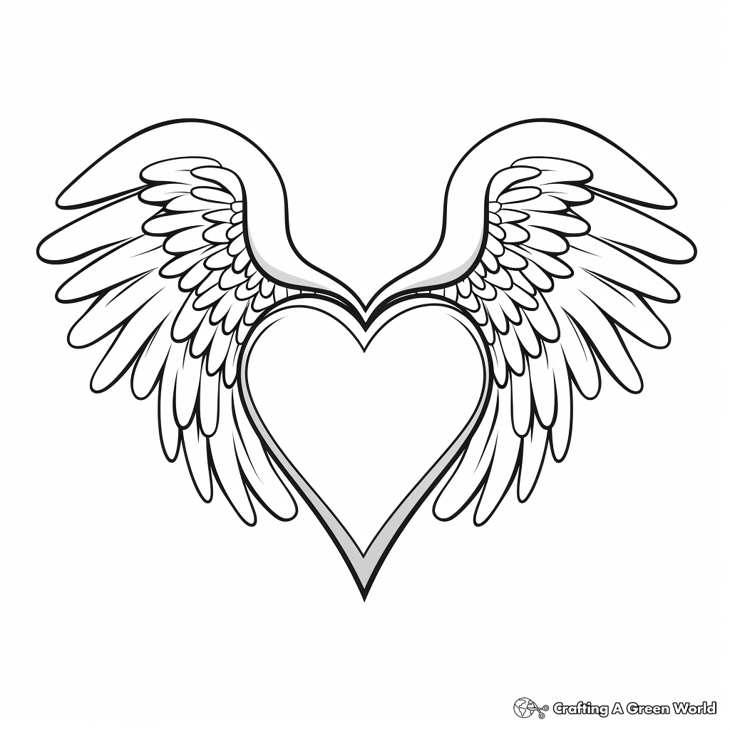 Heart with wings coloring pages