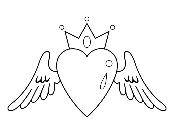 Printable winged heart with crown coloring page coloring pages color wings