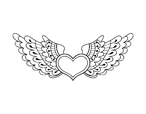 Heart with wings coloring page