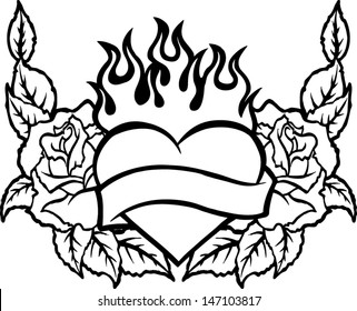 Fire heart stock vector royalty free