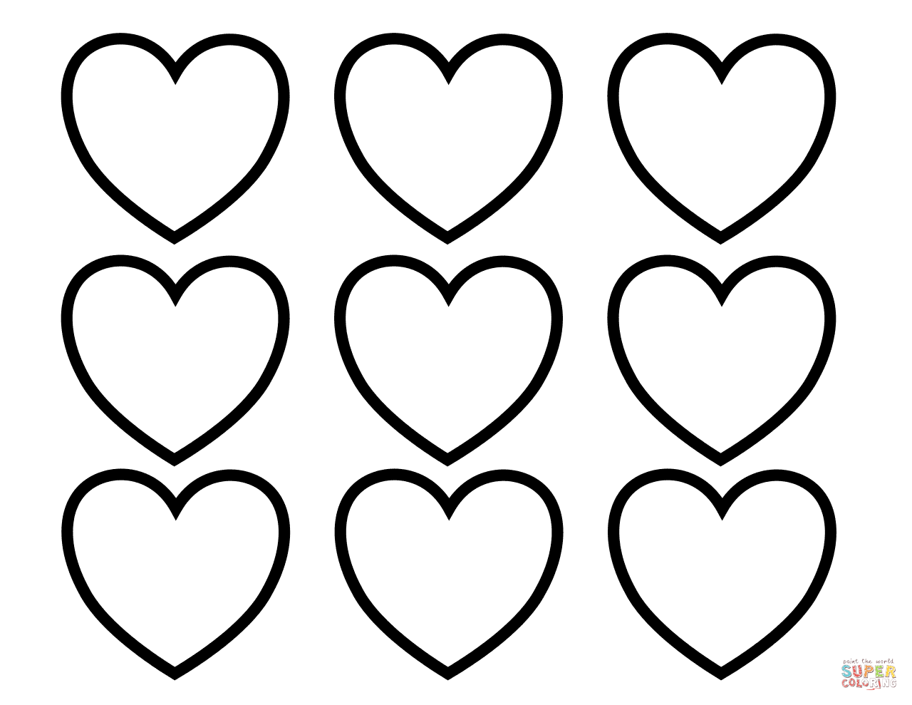 Valentines day blank hearts coloring page free printable coloring pages