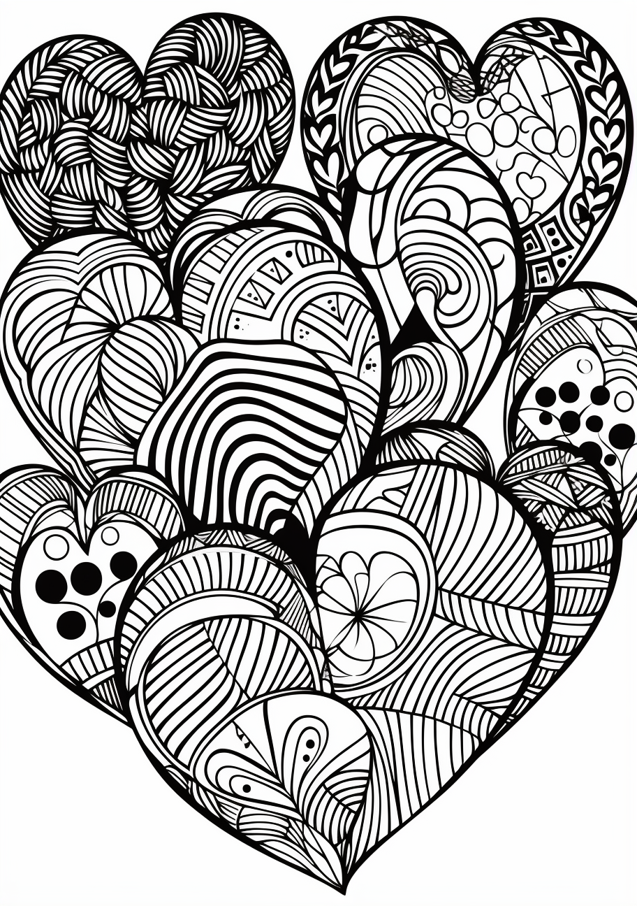 Heart themed coloring s