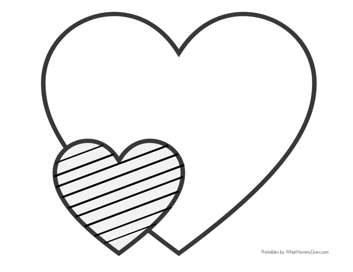 Easy heart coloring pages for kids stripe patterns