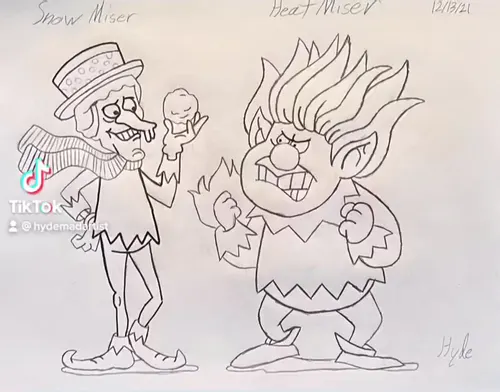 Hydemadartist on game jolt snow miser and heat miser and after please dont copy or take a