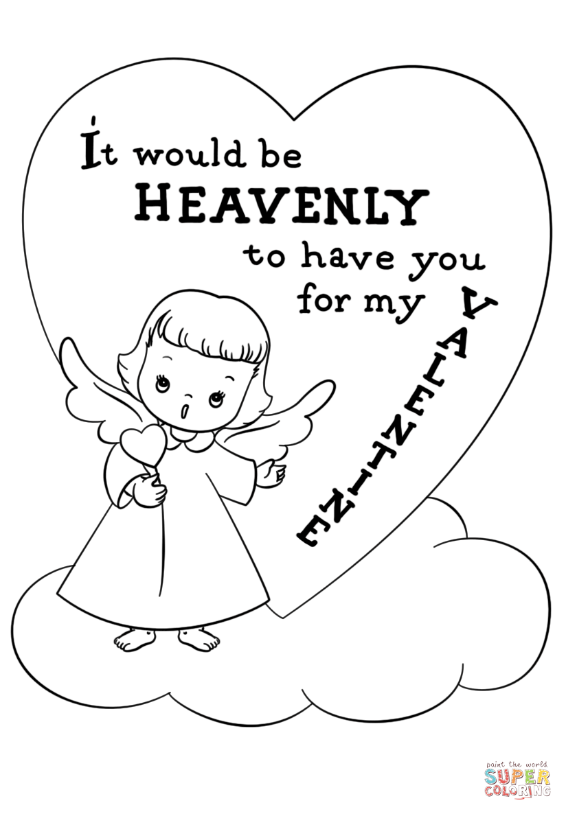 It would be heavenly to have you for my valentine coloring page free printable coloring pages