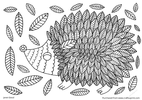 Hedgehog coloring pagedigi stamp