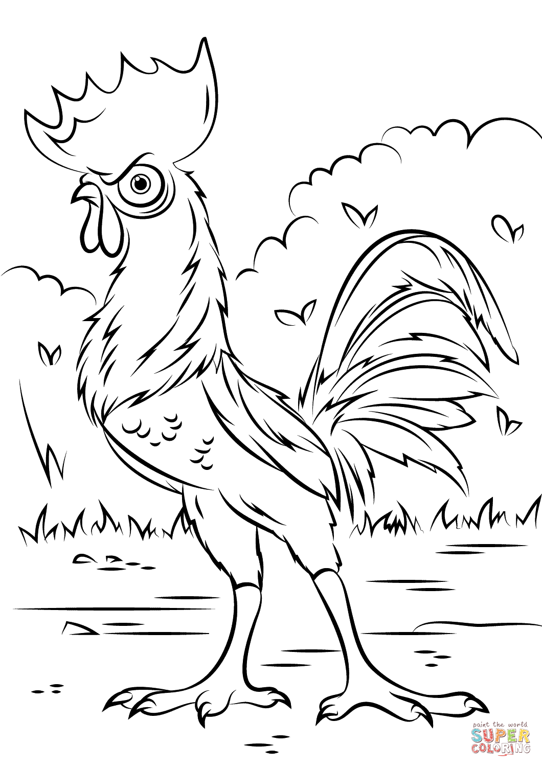 Heihei rooster from moana coloring page free printable coloring pages