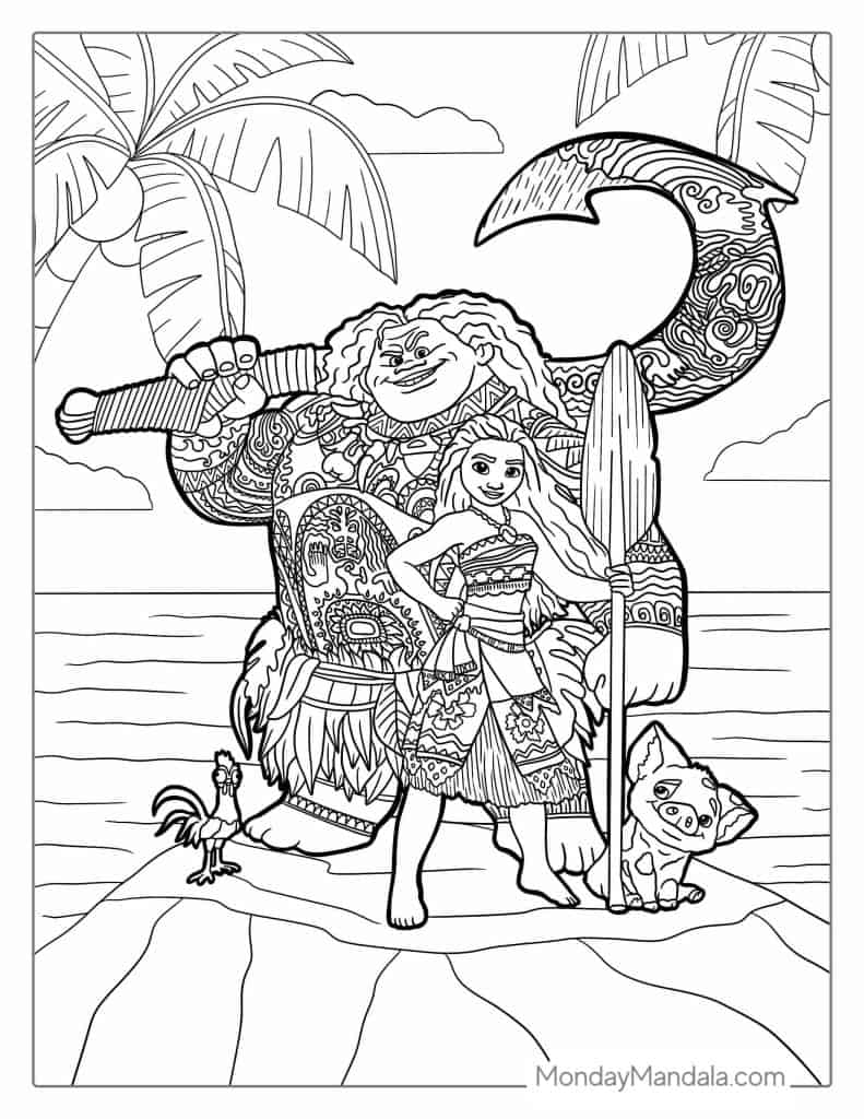 Moana coloring pages free pdf printables