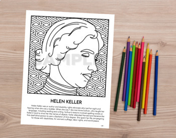 Helen keller coloring tpt