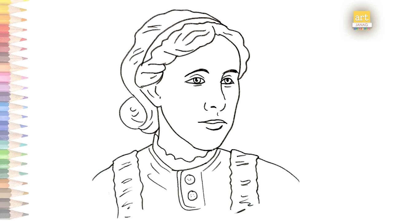 Helen keller face outline drawing easy how to draw helen keller step by step art janag