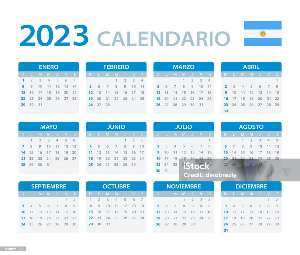 Vector template of color calendar argentinian version