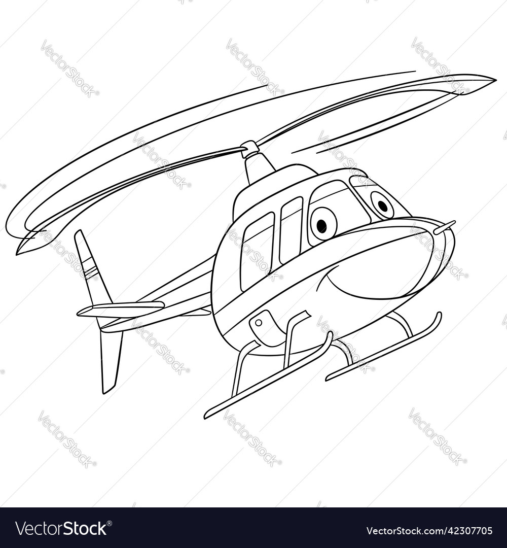 Helicopter coloring page for kids royalty free vector image