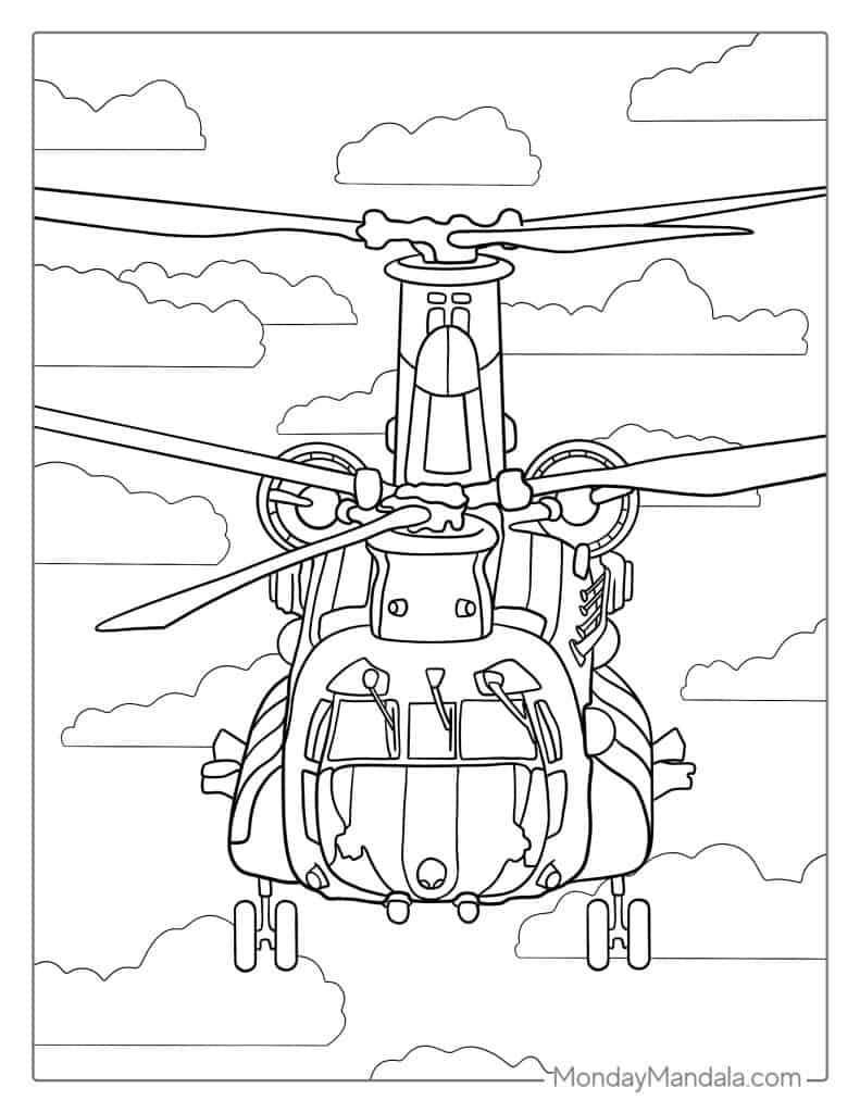 Helicopter coloring pages free pdf printables