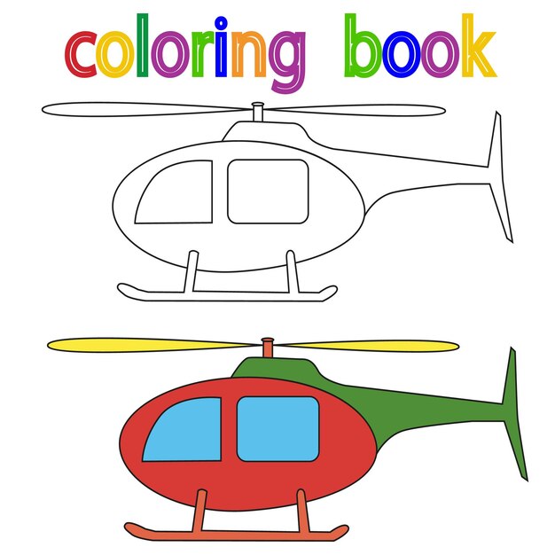Premium vector book coloring book for children helicopter