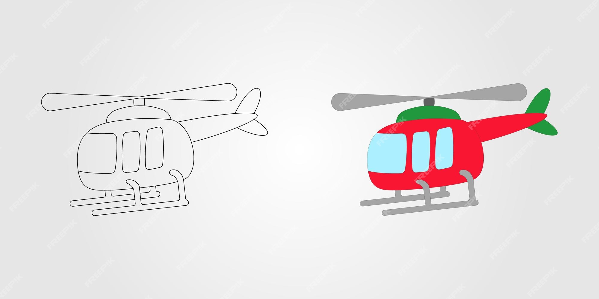 Premium vector helicopter tracing and color page for kids printable premium vector