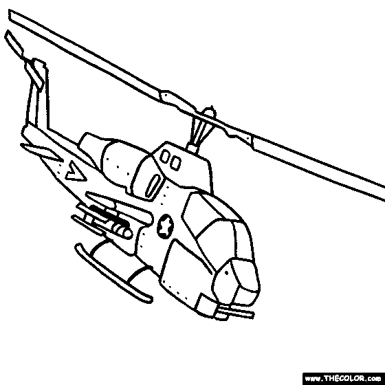 Helicopter and ilitary chopper online coloring pages