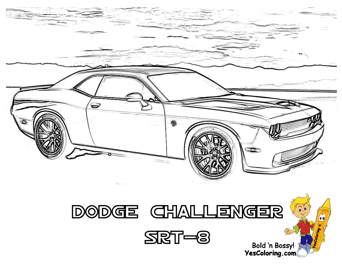 Dodge challenger hellcat coloring pages