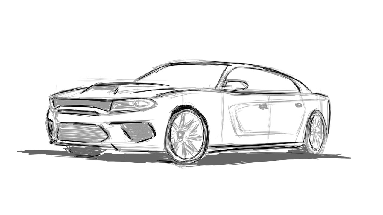 How to draw a dodge charger hellcat