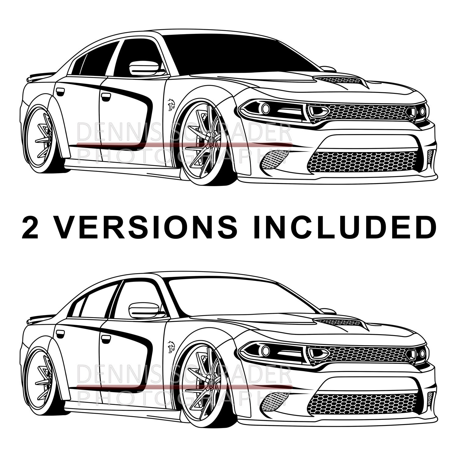 Dodge charger wide body graphic art stencil digital download â dennis schrader photography