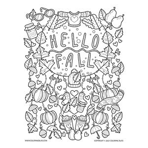 Detailed autumn coloring page