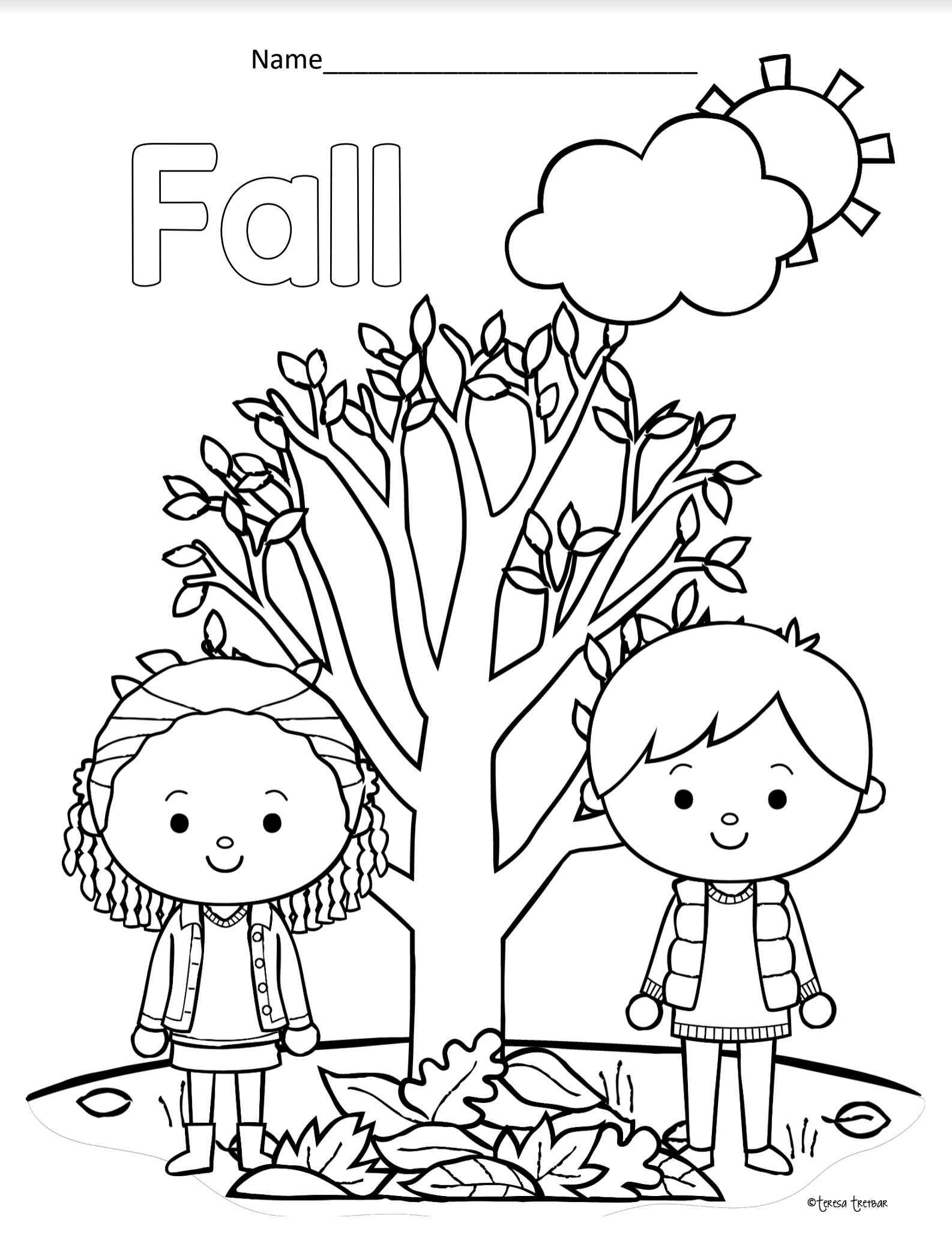 Fall coloring sheet activity â elementary school