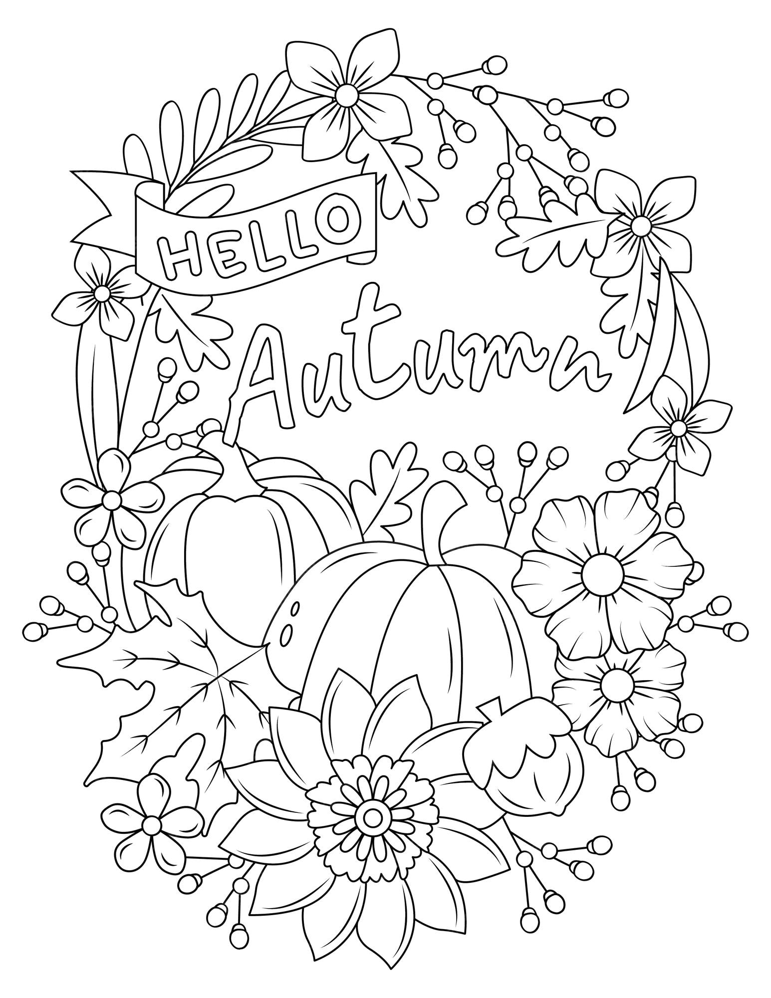 Premium vector hello autumn coloring page autumn vegetables coloring page