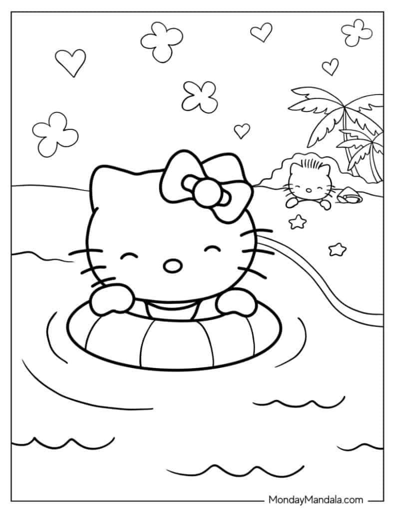 Hello kitty coloring pages free pdf printables