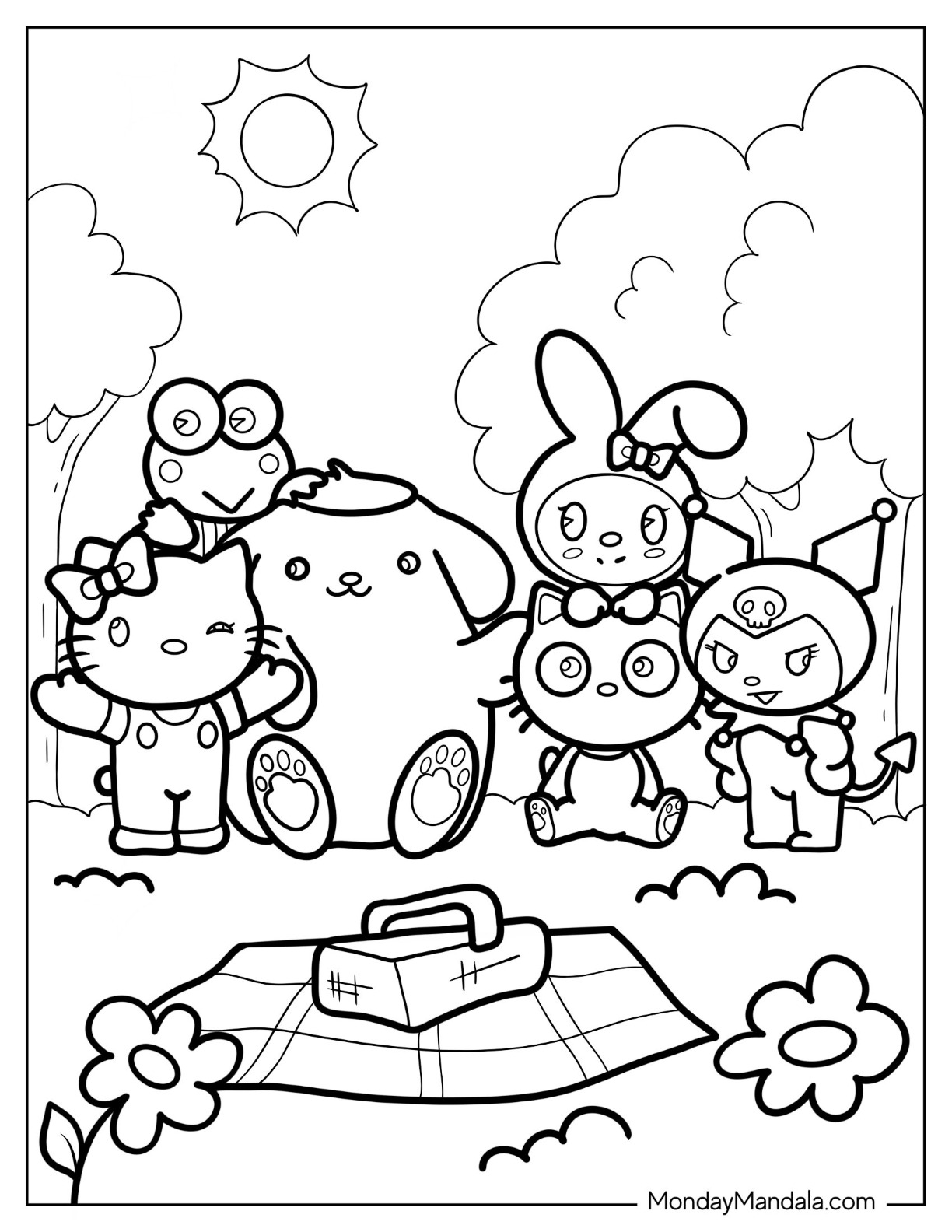 Sanrio coloring pages free pdf printables