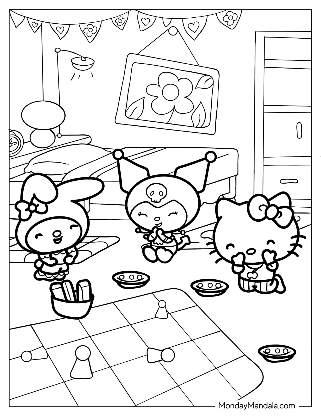 Kuromi coloring pages free pdf printables