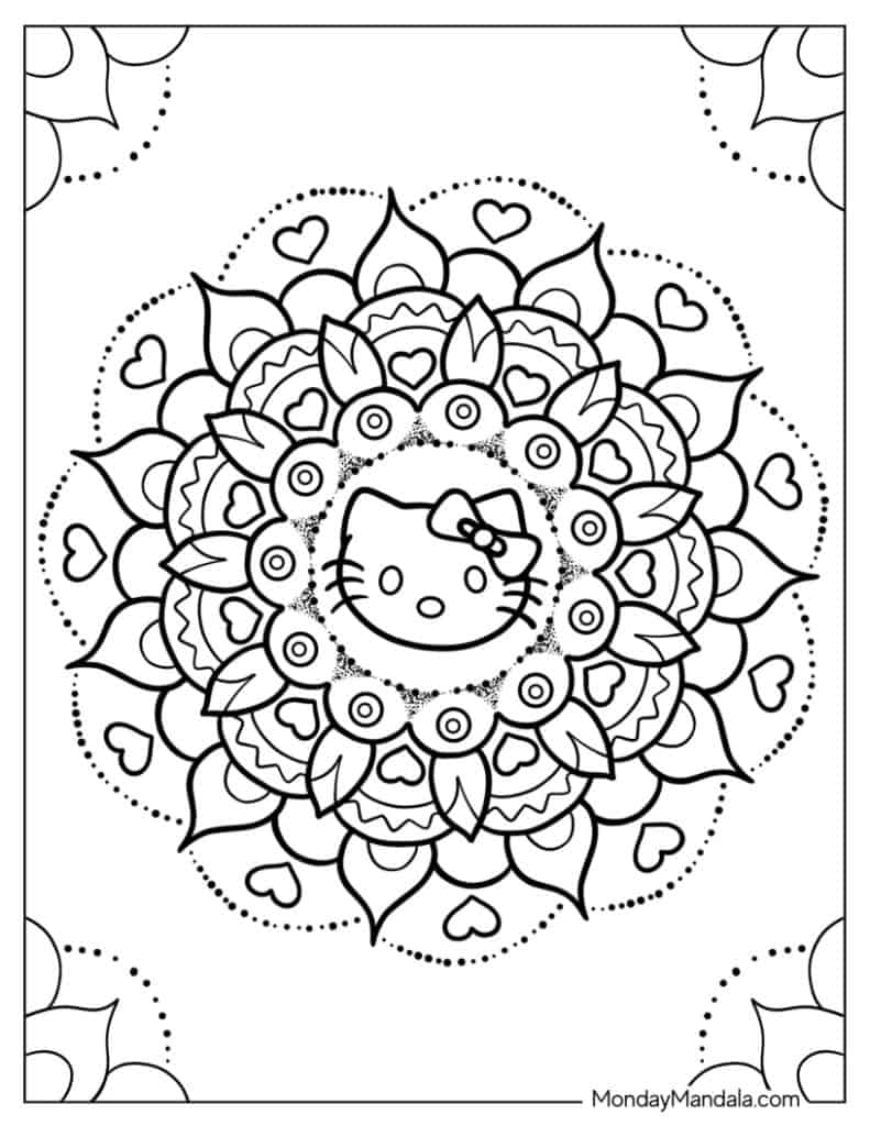 Hello kitty coloring pages free pdf printables