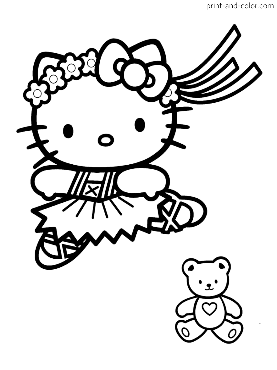 Hello kitty coloring pages print and color