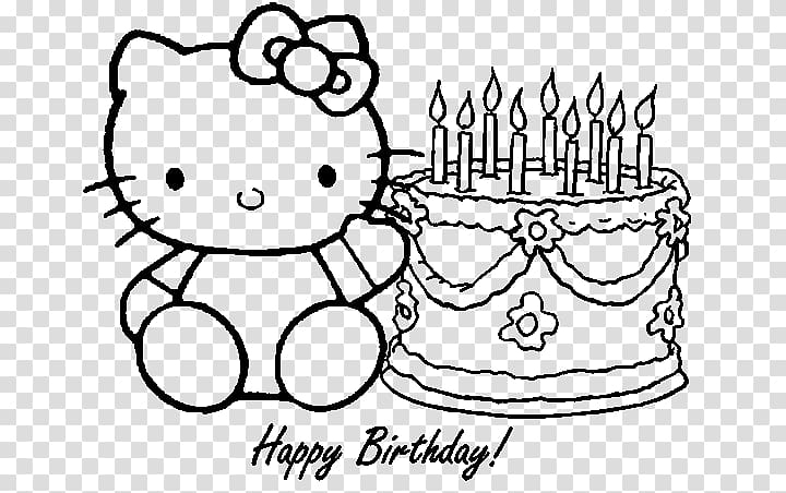 Free hello kitty coloring book birthday drawing happy